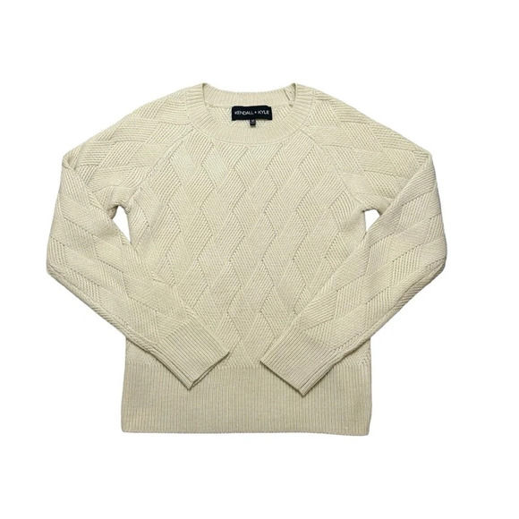 Kendall & Kylie Crew Neck Cream Sweater Medium - Picture 2 of 5